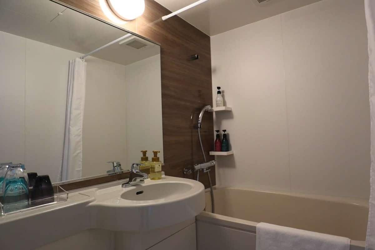 hair dryer, slippers, bidet, towels