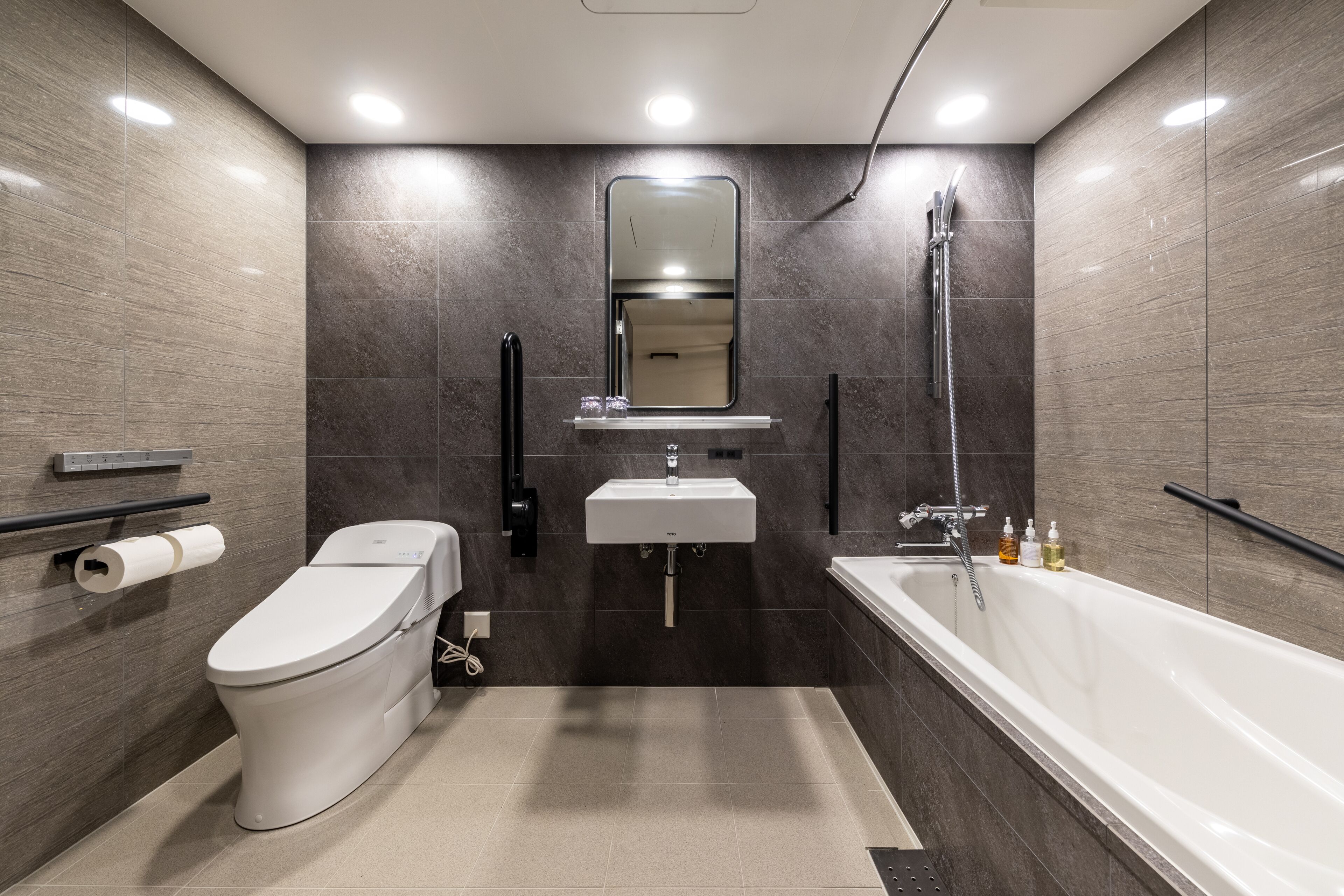 accessible room | bathroom | free toiletries, hair dryer, slippers, electronic bidet
