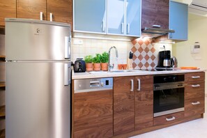 Leilighet | Eget kjøkken | Kjøleskap, mikrobølgeovn, ovn og kokeplater