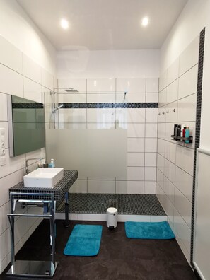 Regadera, regadera tipo lluvia, secadora de cabello, batas 