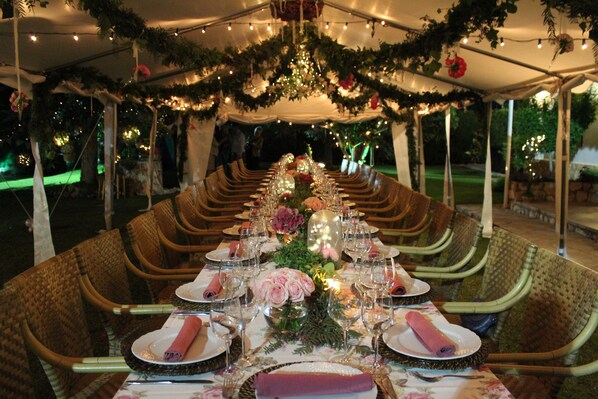 Outdoor banquet area