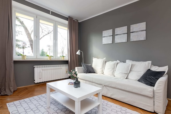 Superior Apartment | Living room | 30-inch flat-screen TV with cable channels, TV