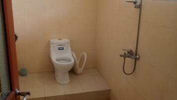 Shower, free toiletries, towels, soap