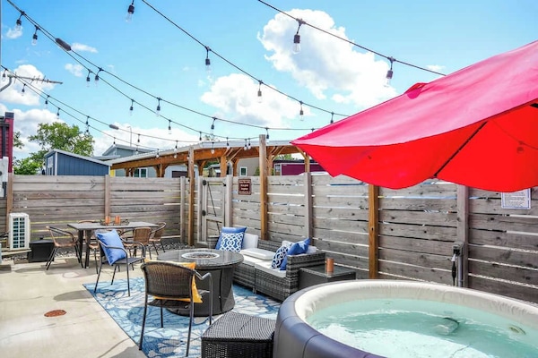 Soak under the stars in your private hot tub—relaxation starts here.