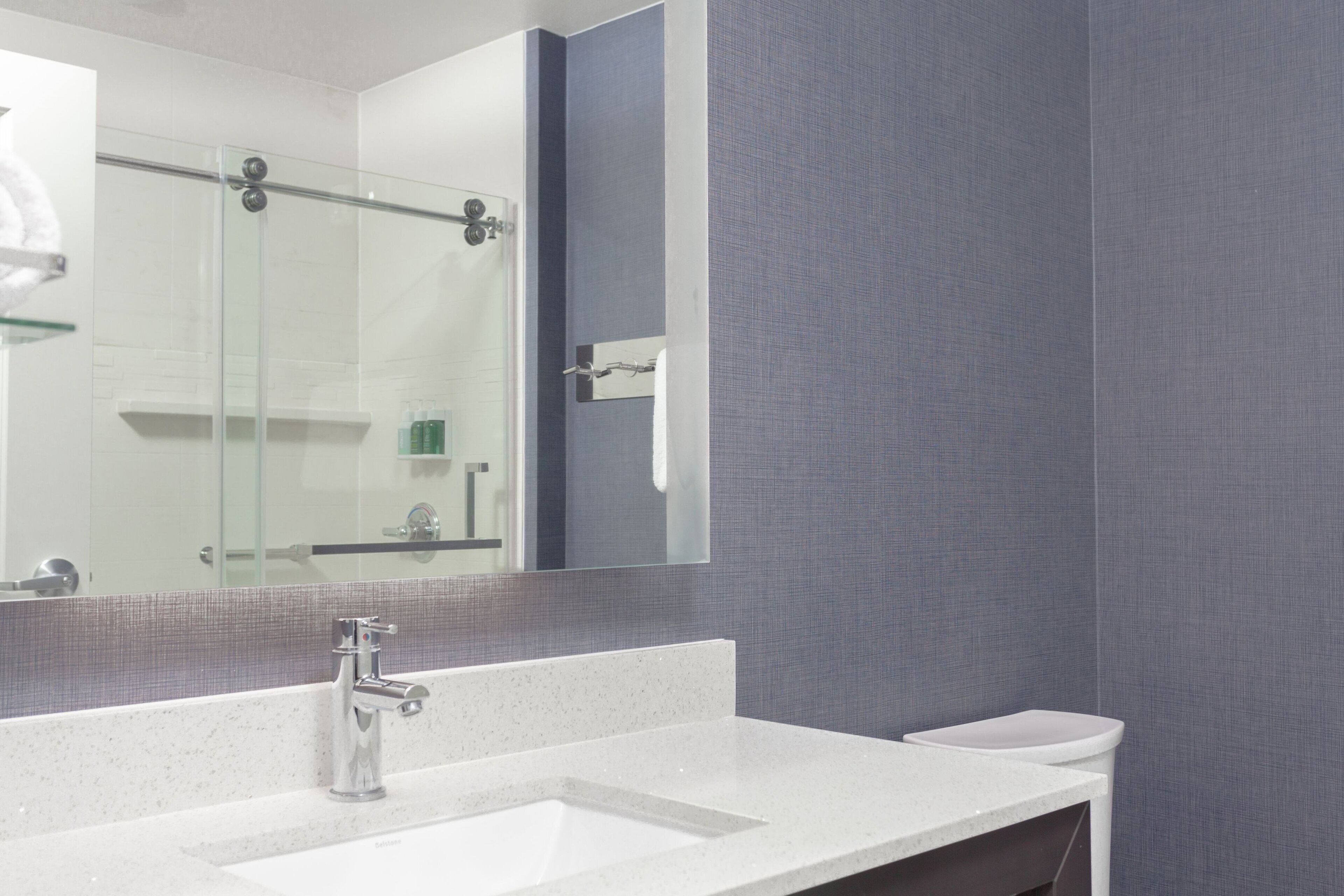 free toiletries, hair dryer, towels