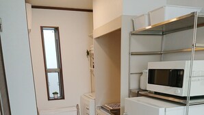 Apartment, 1 Bedroom (201) | Private kitchenette | Fridge, microwave, stovetop, electric kettle - Heian Sedai (Tokyo)