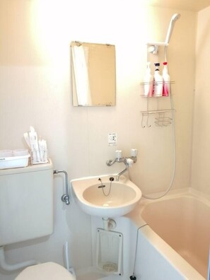 Apartment | Bathroom | Combined shower/tub, free toiletries, hair dryer, slippers - A0 Kinshichou 201 (Tokyo)