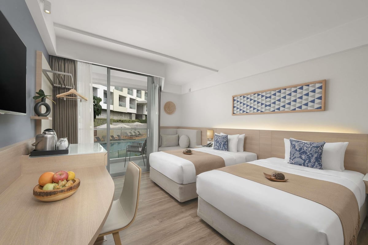 Superior Room, 2 Single Beds, Balcony, Pool View | In-room safe, desk, laptop workspace, blackout curtains