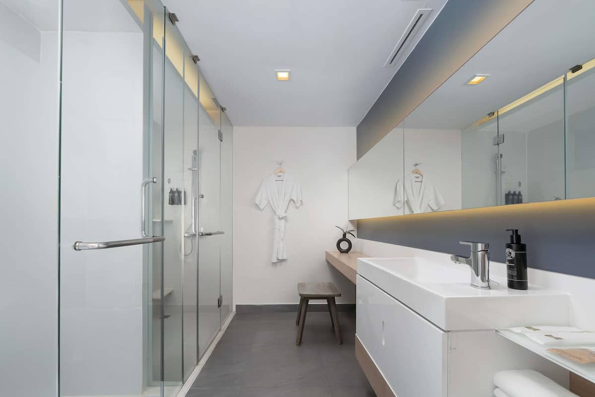 In-room safe, desk, laptop workspace, blackout curtains