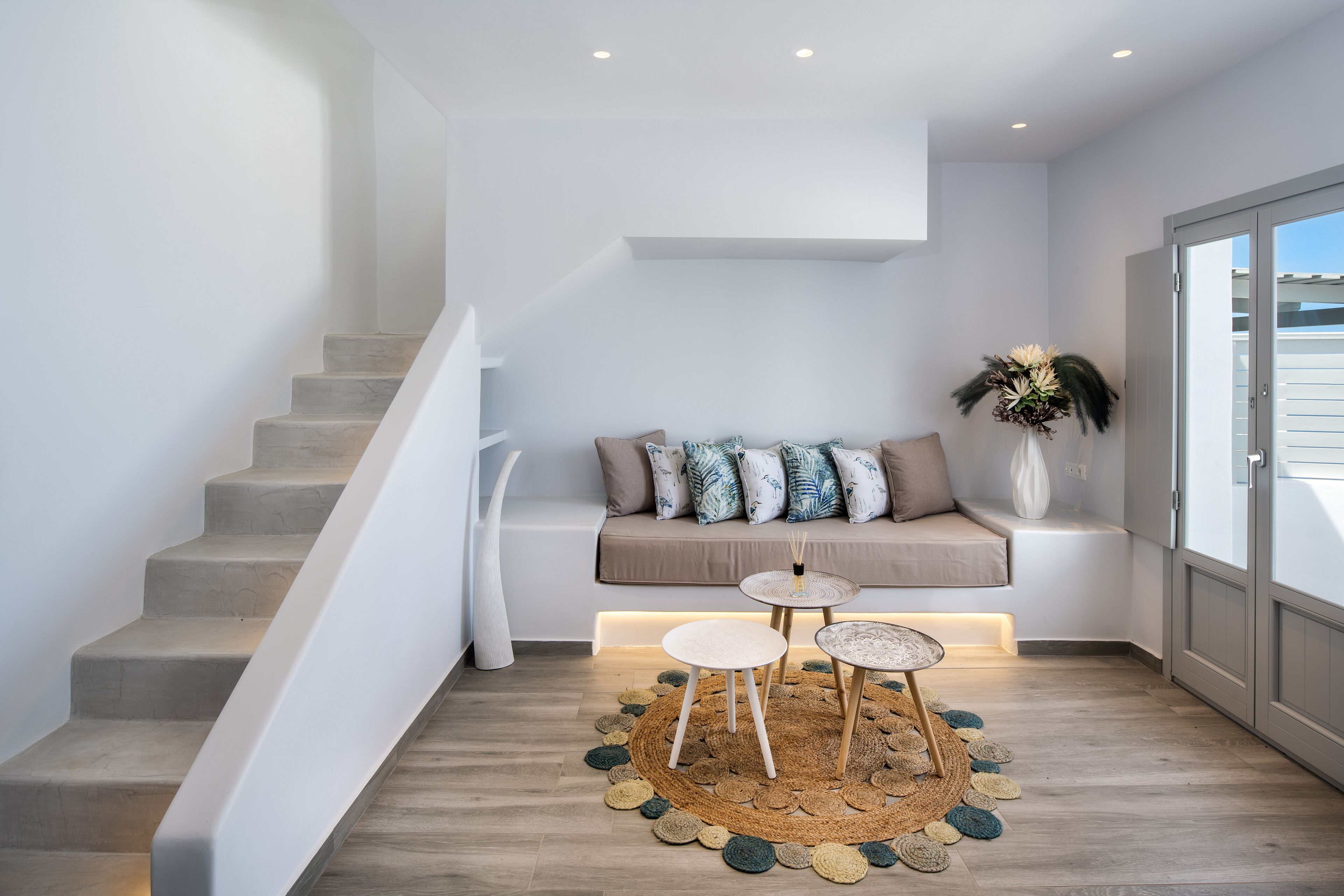 sea view suite with loft & private pool | living area | 42-inch flat-screen tv with satellite channels, tv