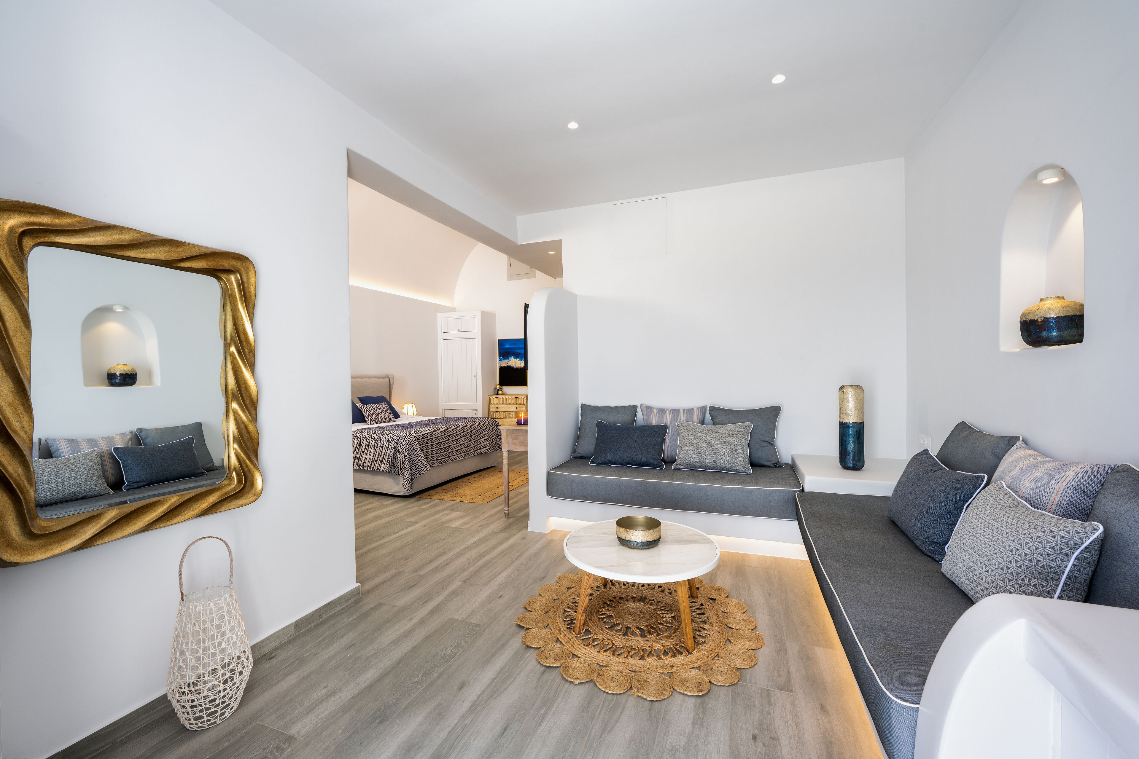 deluxe sea view suite with private pool | living area | 42-inch flat-screen tv with satellite channels, tv