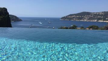 Una piscina a sfioro, una piscina riscaldata