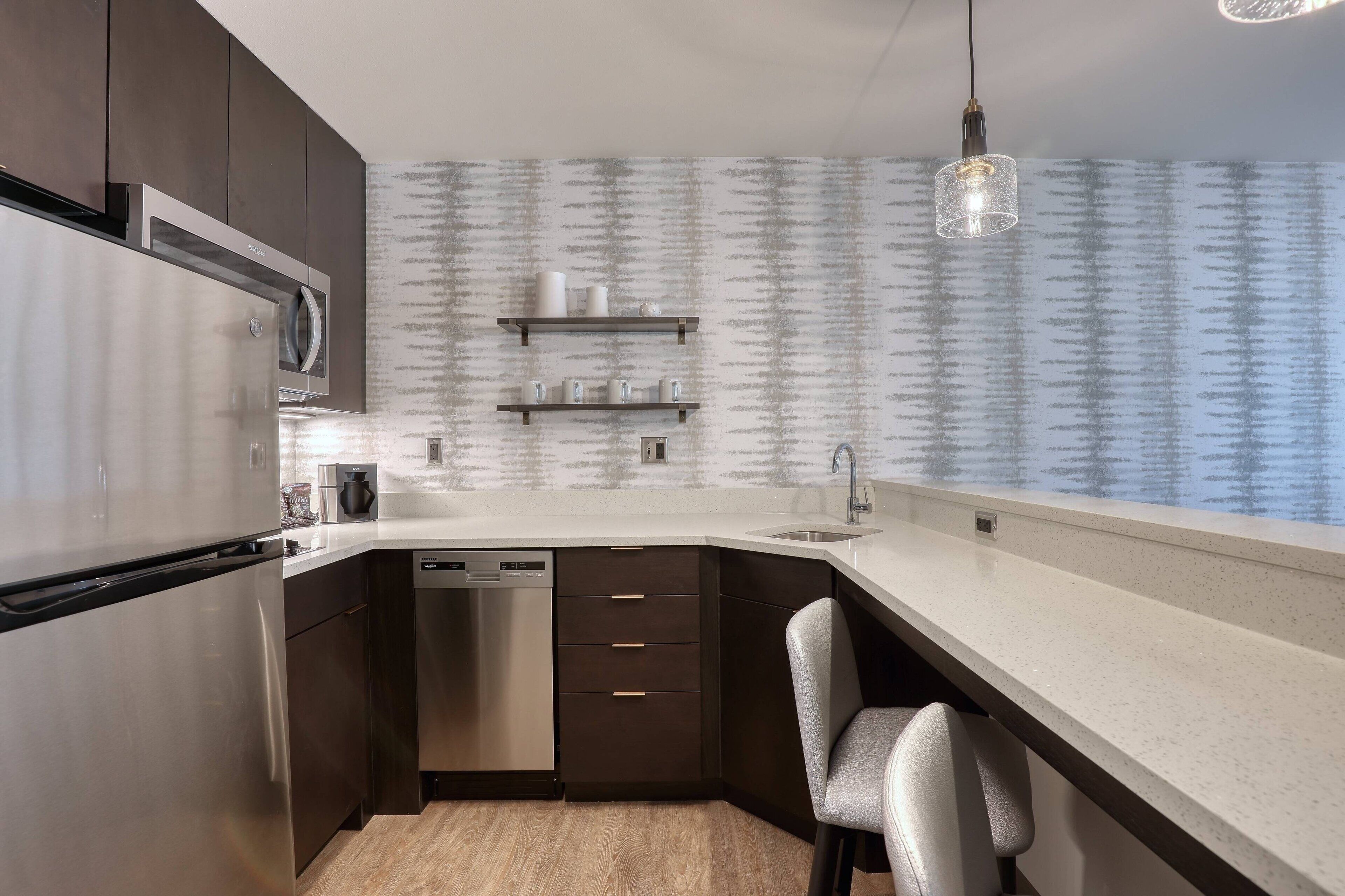 desk, laptop workspace, blackout curtains, iron/ironing board