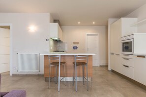 Fridge, oven, stovetop, electric kettle