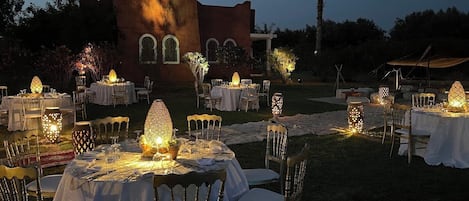 Outdoor banquet area