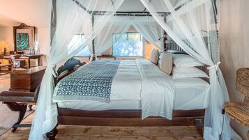 Luxury Family Tent All Inclusive with One Shared Safari Drive | Egyptian cotton sheets, premium bedding, pillowtop beds, minibar