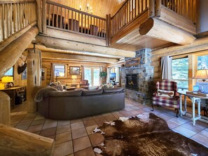 Televisión, chimenea y reproductor de DVD