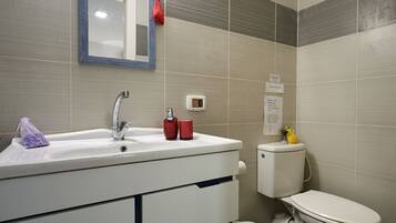 Shower, soap, shampoo, toilet paper