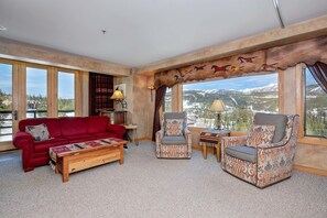 TV connectée, cheminée, livres