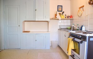 Fridge, oven, stovetop, coffee/tea maker