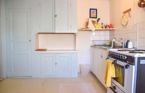 Fridge, oven, stovetop, coffee/tea maker