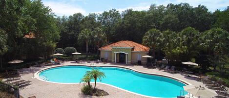 Outdoor pool, pool loungers