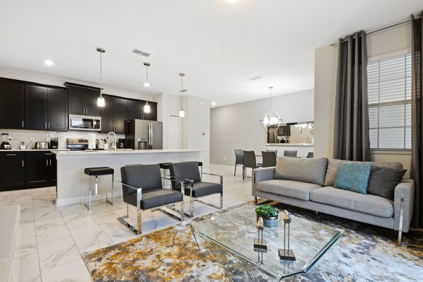 Townhome, 4 Bedrooms | Living area | 60-inch Smart TV with cable channels, TV, Netflix - Four Bedrooms w/ Pool Townhome 4841 (Kissimmee)