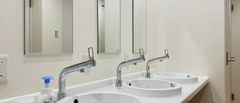 Shower, slippers, towels