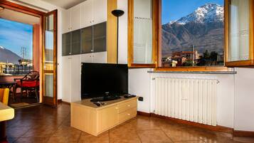 Flachbildfernseher, Bücher, Arbeitsbereiche