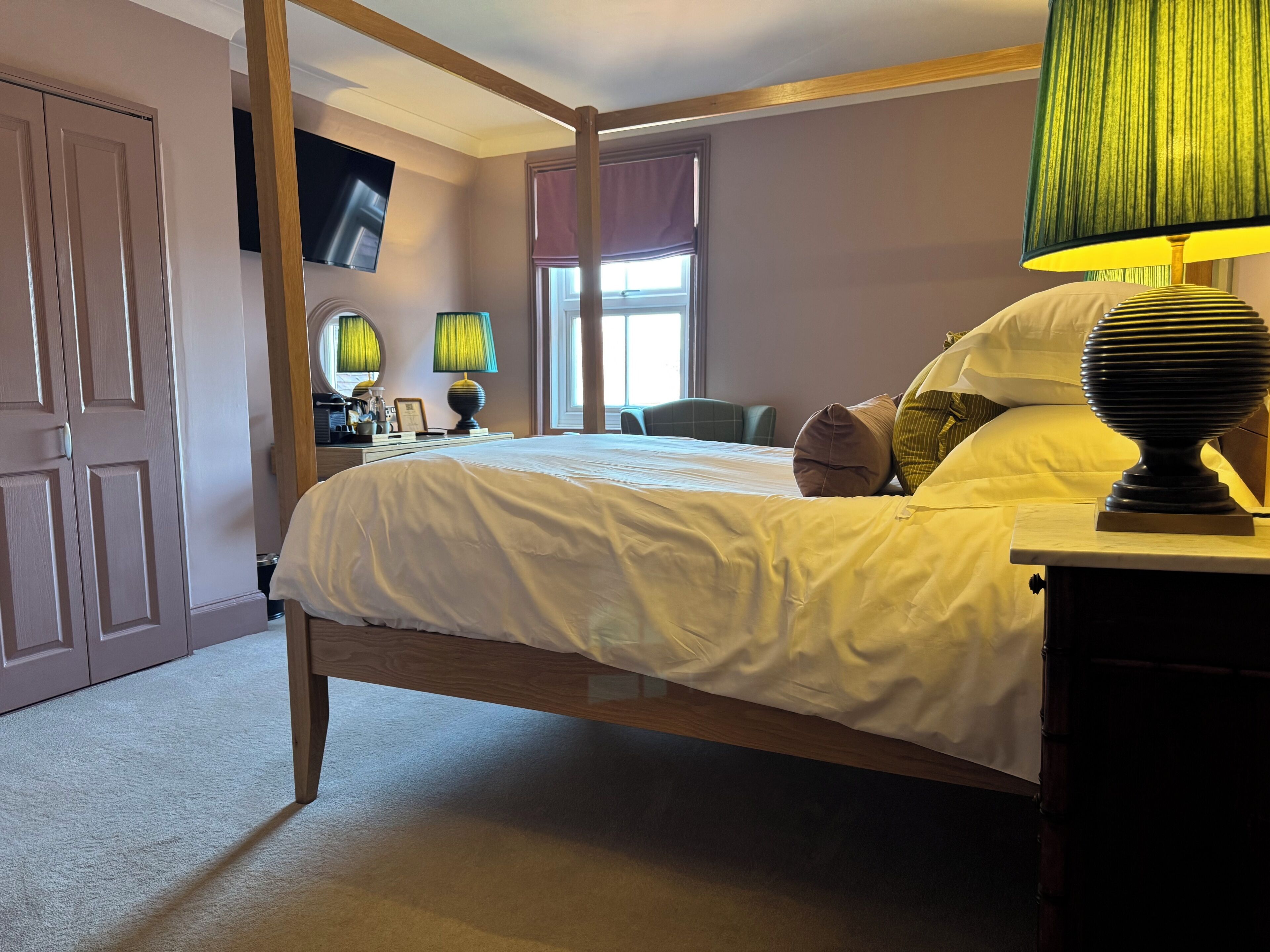 Deluxe King Four Poster | Premium bedding, blackout drapes, free WiFi, bed sheets
