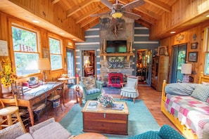 TV, fireplace