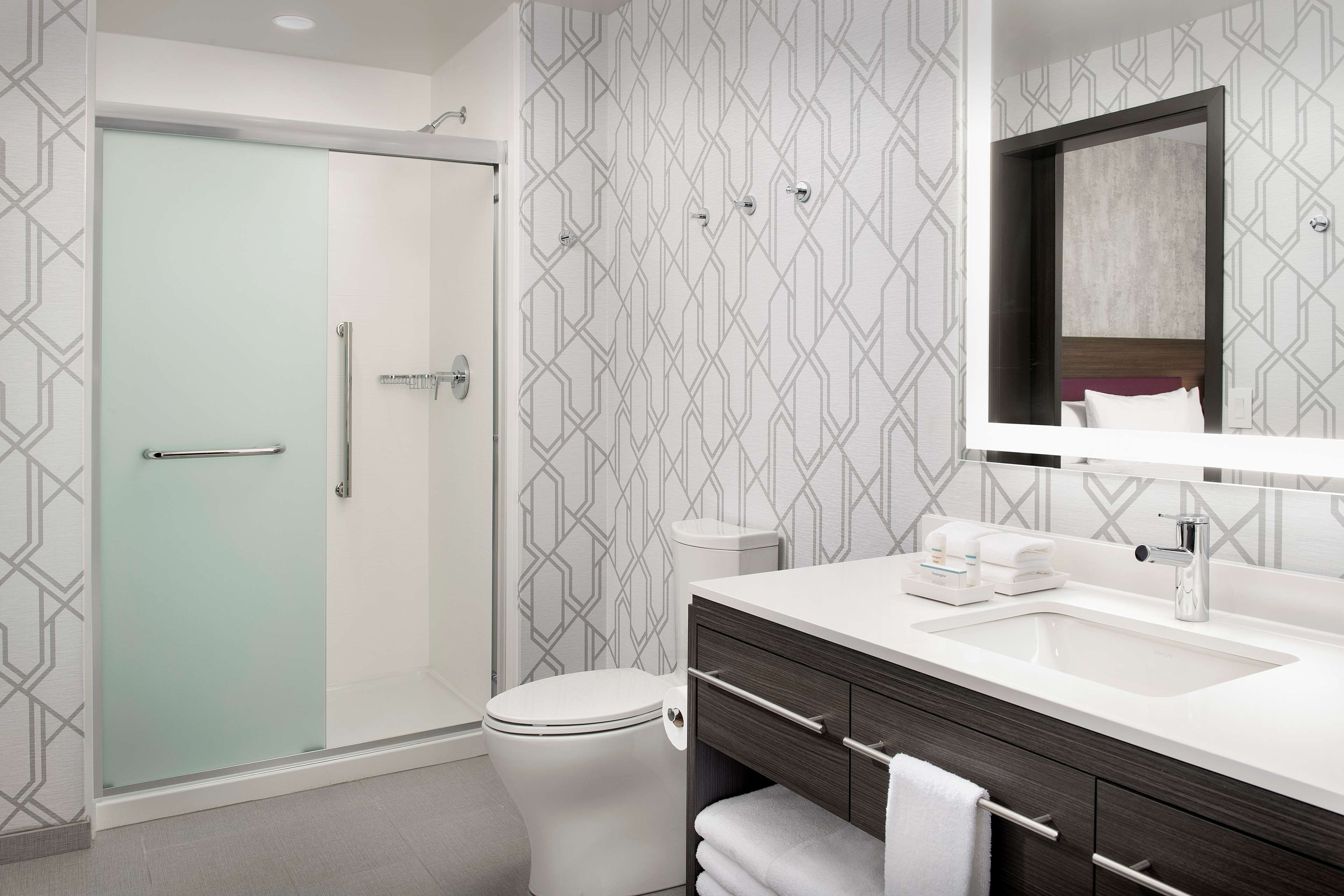 free toiletries, hair dryer, towels