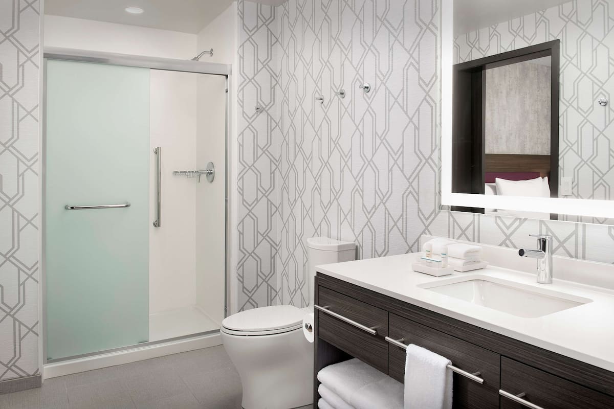 free toiletries, hair dryer, towels