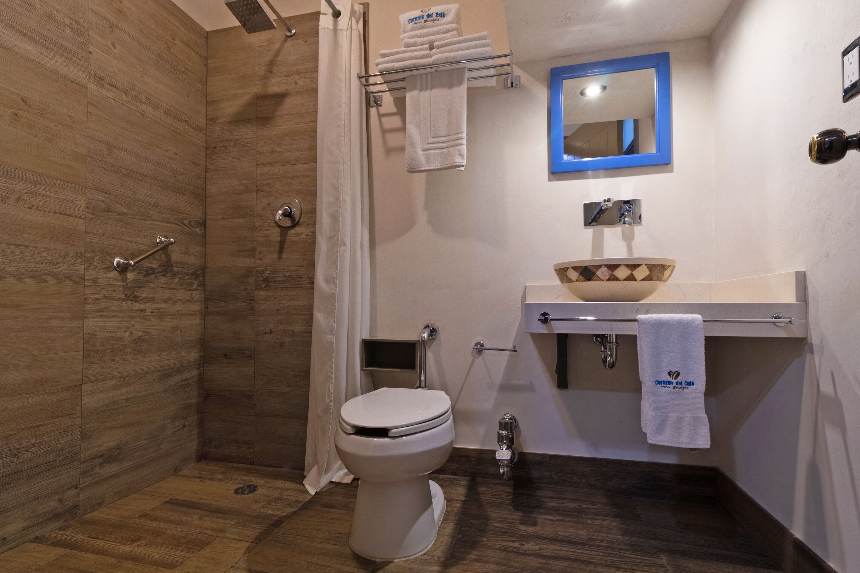 standard room (two beds) | bathroom | shower, free toiletries, hair dryer, towels