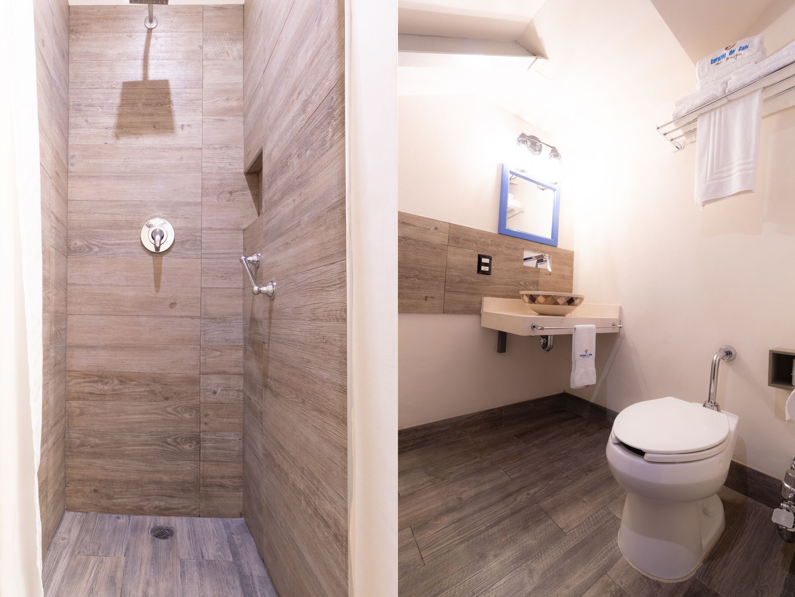 deluxe room (two beds) | bathroom | shower, free toiletries, hair dryer, towels