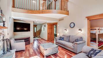 TV, fireplace, video games, stereo