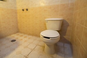 Shower, towels, soap, shampoo