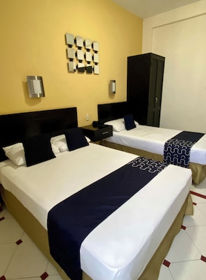 Desk, free WiFi, bed sheets