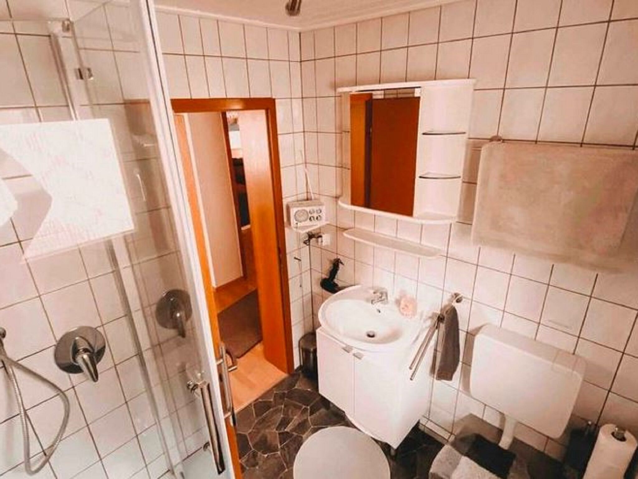 Dusche, Haartrockner, Handtücher