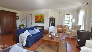 Villa | Living room | DVD player - Magnificent Villa With Private Pool, Terrace, Outdoor Kitchen and Views of the Gorges (Cesseras)