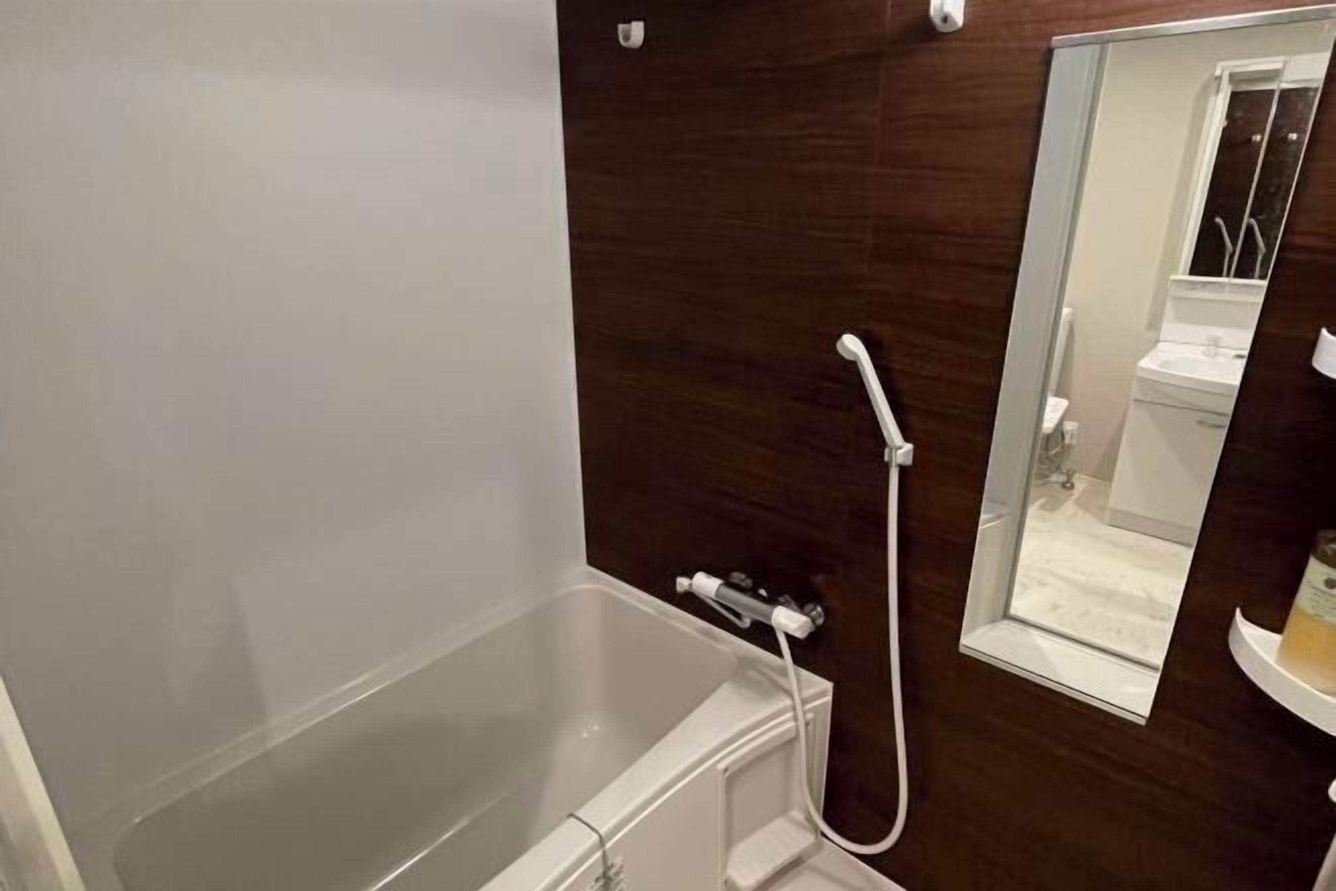 Baignoire et douche séparées, articles de toilette (gratuits)