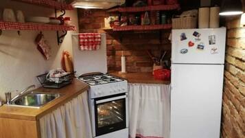 Fridge, microwave, oven, electric kettle