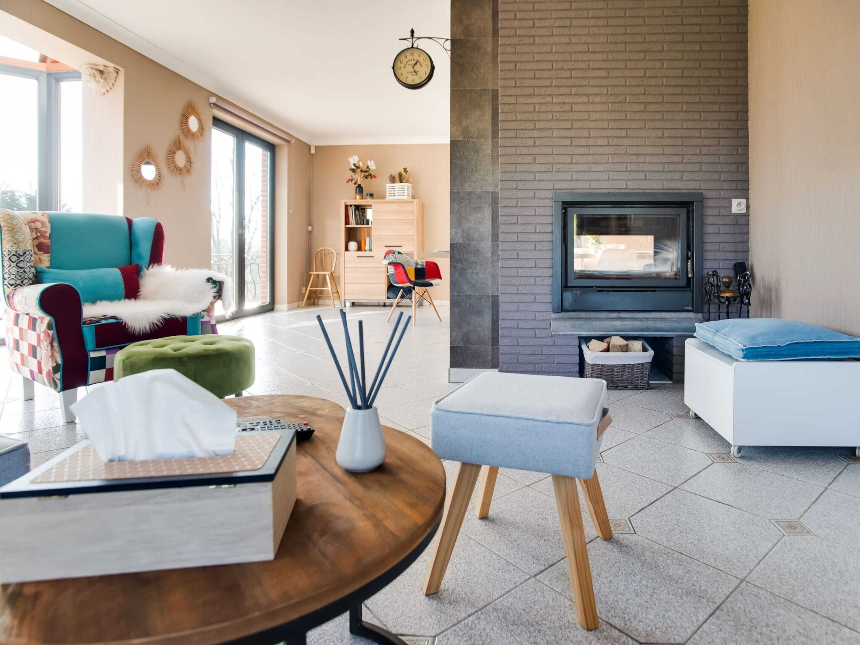 Villa | Living room | TV, fireplace