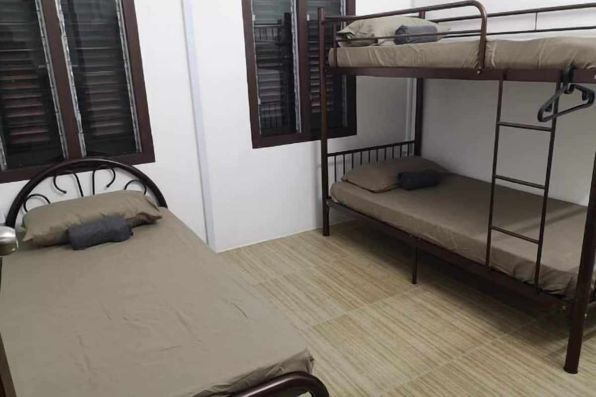 Laptop workspace, free WiFi, bed sheets
