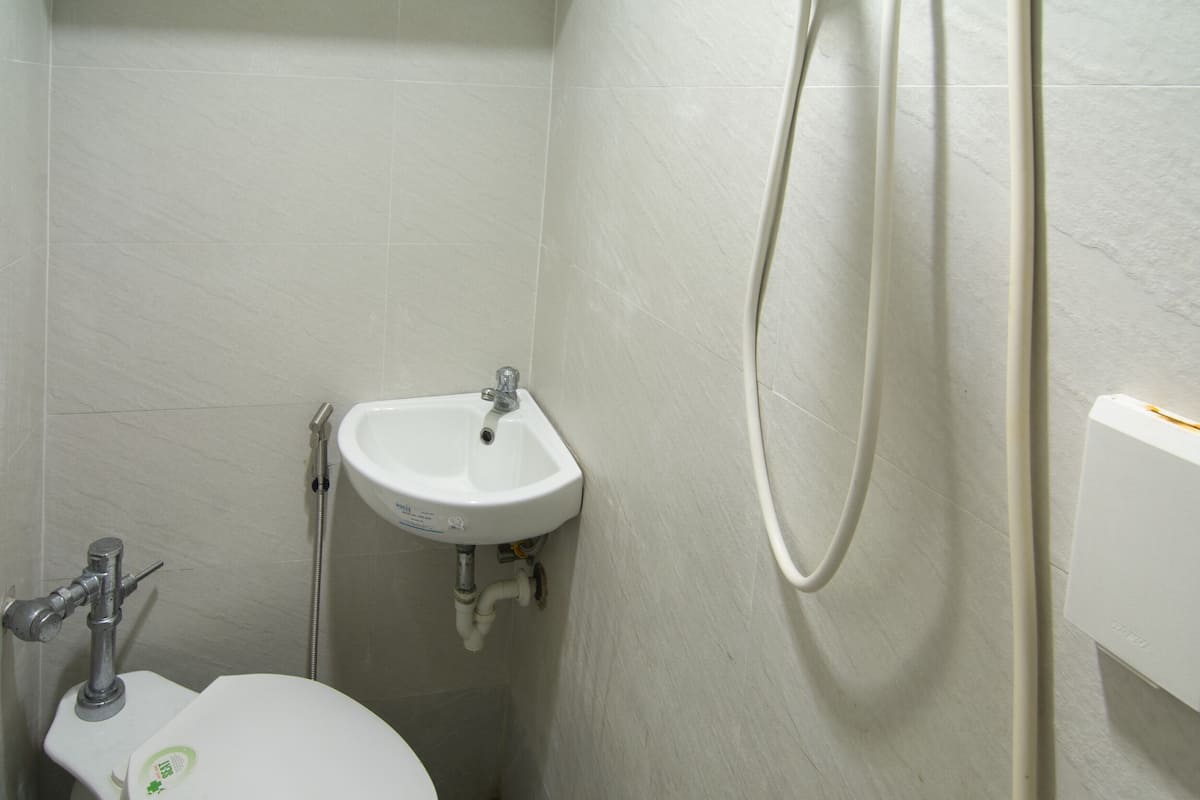 Shower, free toiletries, bidet, towels