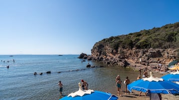 On the beach, snorkeling