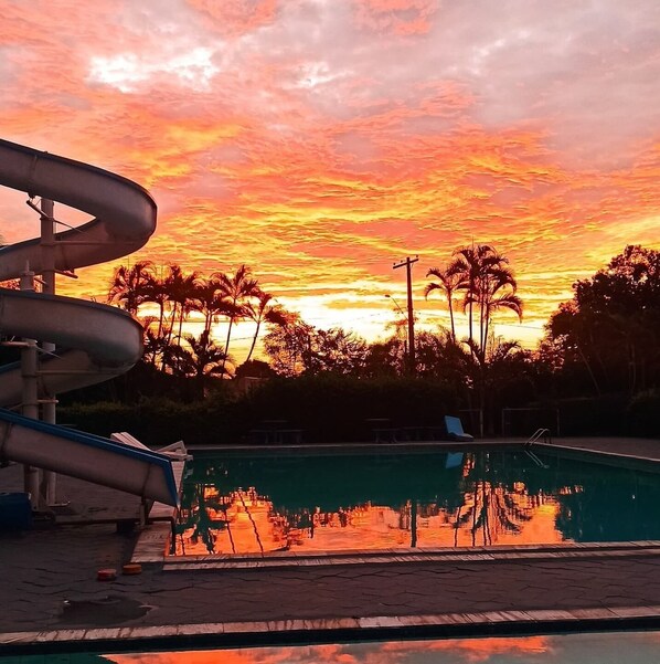 2 outdoor pools, pool umbrellas, pool loungers