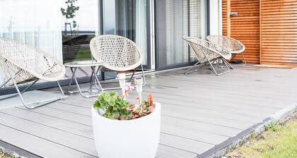 Modern vacation apartment with lake view and terrace