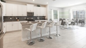 House, Multiple Beds, Private Pool, Pool View | Private kitchen | Coffee/tea maker, fridge, microwave, stovetop