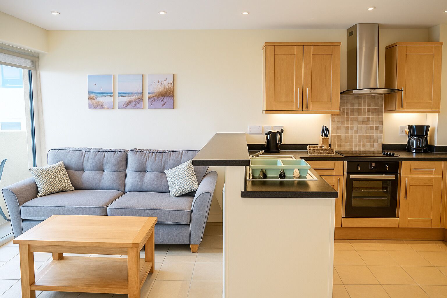 Télévision à écran plat, lecteur de DVD, table de tennis de table